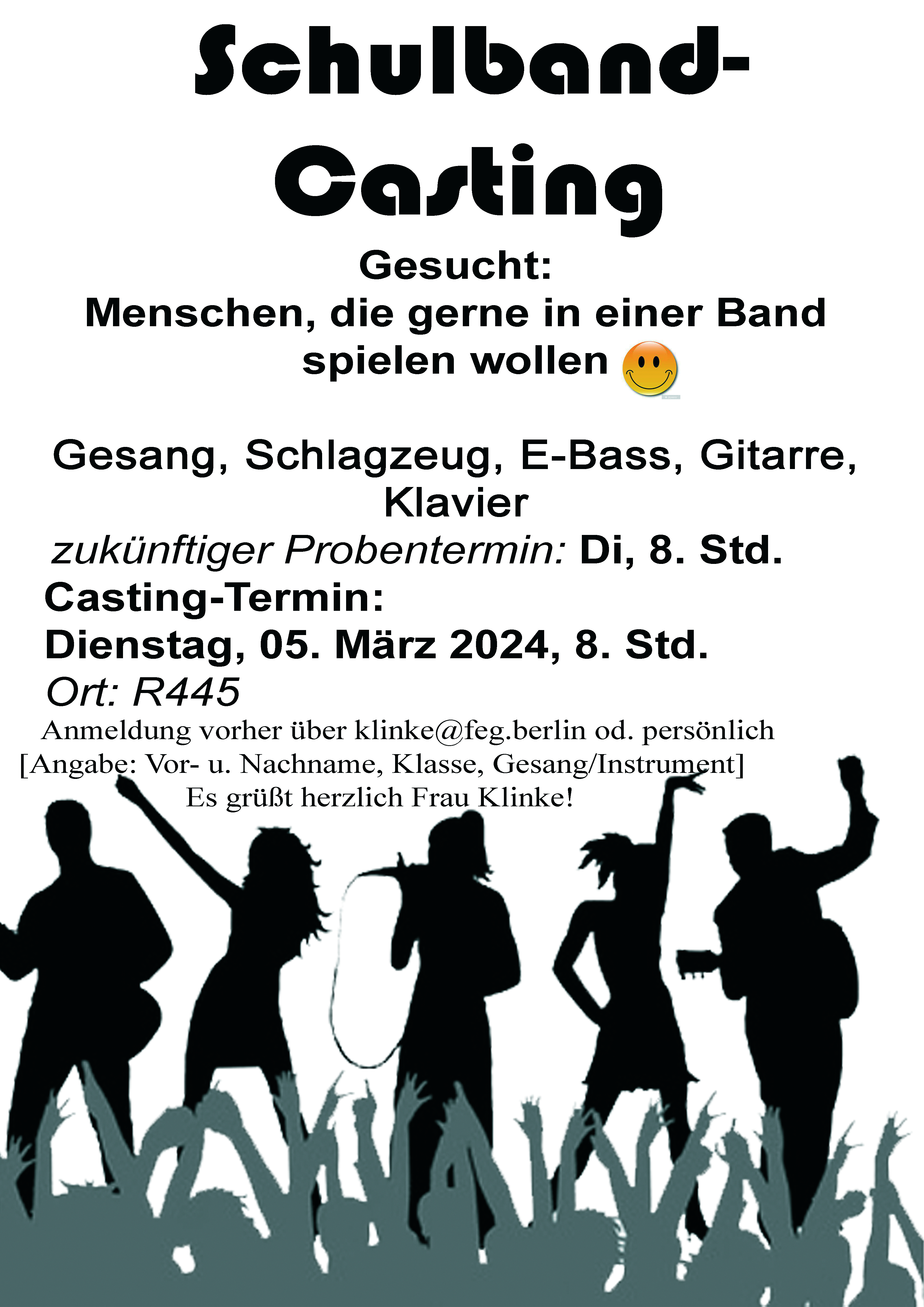 Schulband-Casting